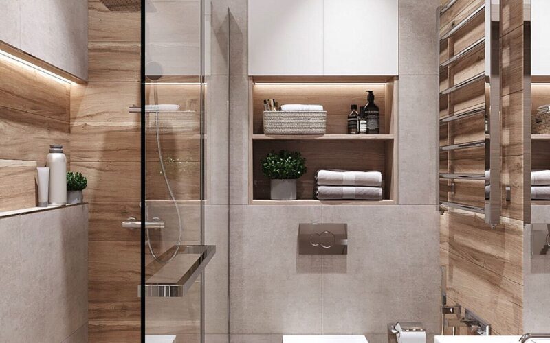 Salle de bain moderne et bien aménagée