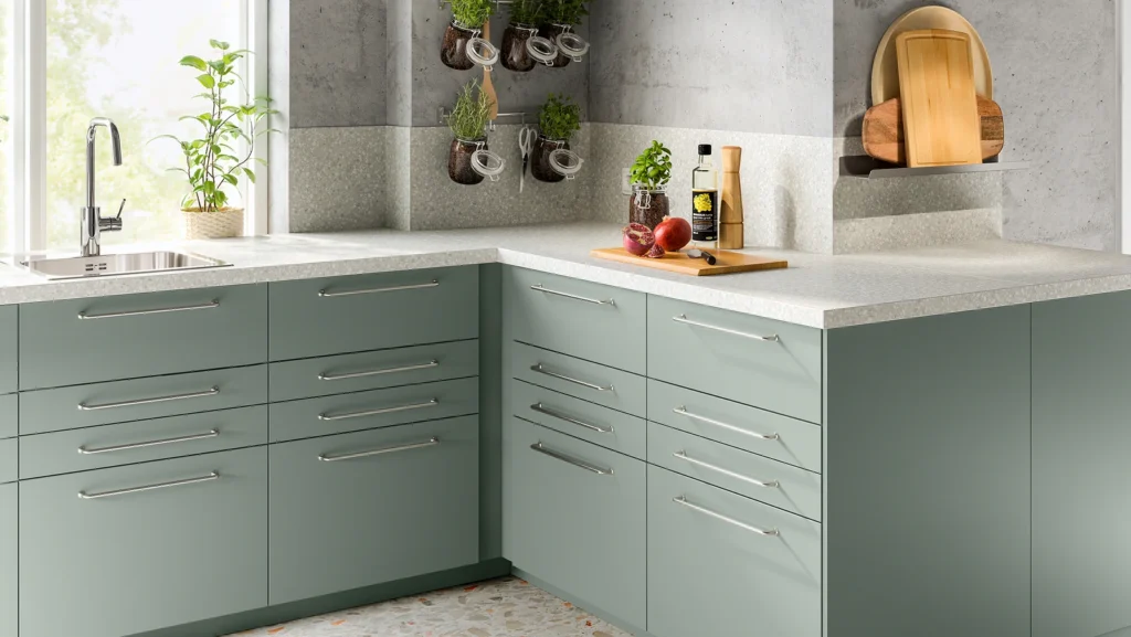 METOD/BODARP cuisine d'angle avec un effet minéral