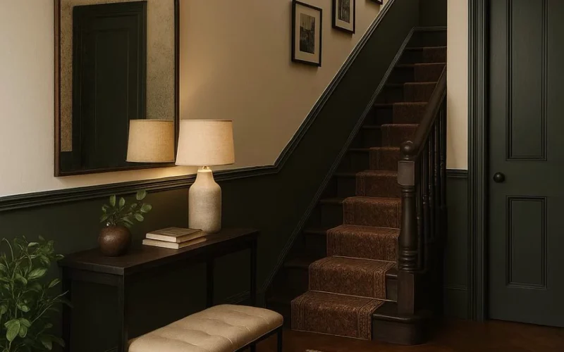 escalier en bois dans une maison moderne