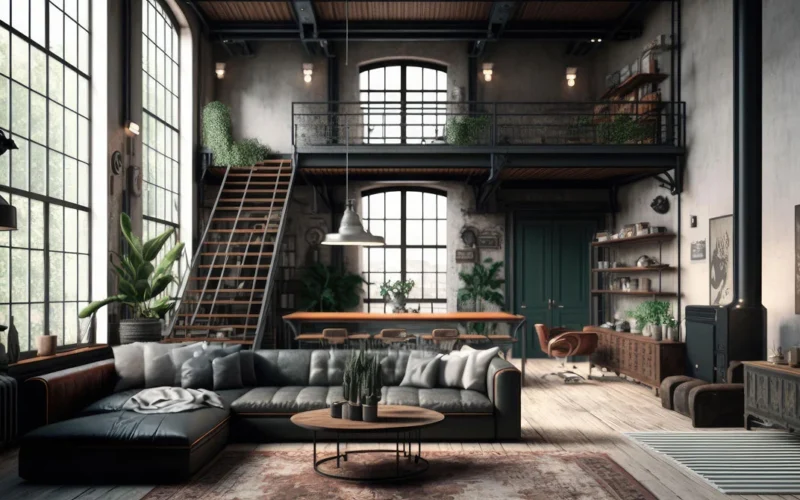 décoration salon industriel