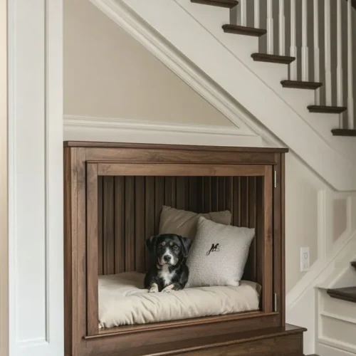 Transformer le sous-escalier en niche pour chien, le projet que votre maison attendait