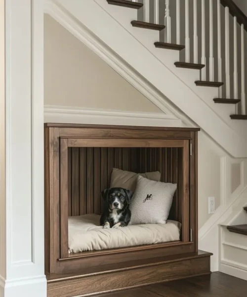 Transformer le sous-escalier en niche pour chien, le projet que votre maison attendait