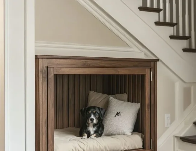 Transformer le sous-escalier en niche pour chien, le projet que votre maison attendait