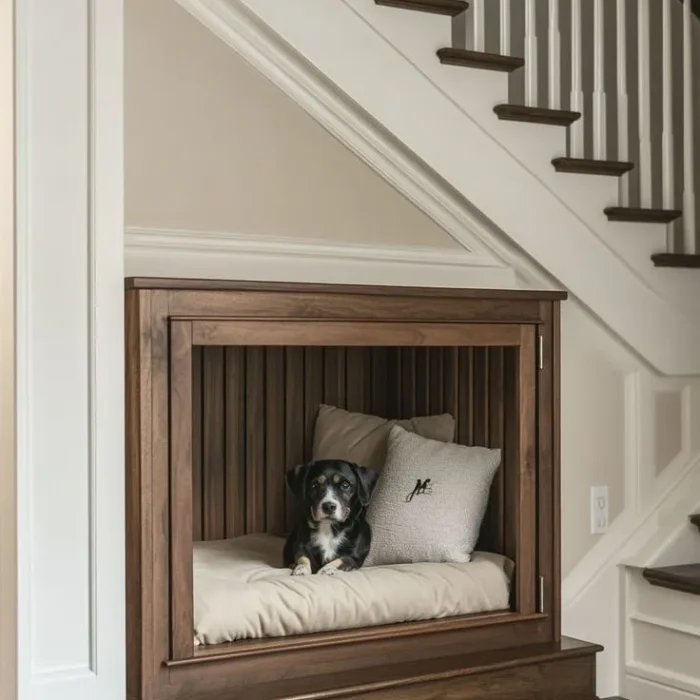 Transformer le sous-escalier en niche pour chien, le projet que votre maison attendait